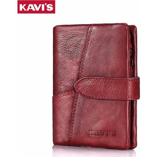 KAVIS 2021 Genuine Leather Womens Wallet Lady Small Coin Purse New Magic Female Portomonee Rfid Walet Perse Money Pocket Girls