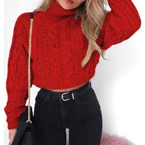 AECU Sweater Women Retro Twisted Turtleneck Sweater For Female Women Winter Thick Long Sleeve Short Pullovers Slim Jumpers