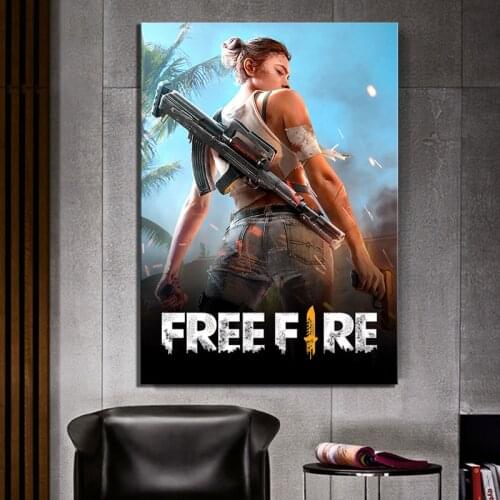 1 Piece HD Cartoon Picture Garena Free Fire Game Poster Painting Wall Sticker Free Fire Battlegrounds Poster Wall Art Painting