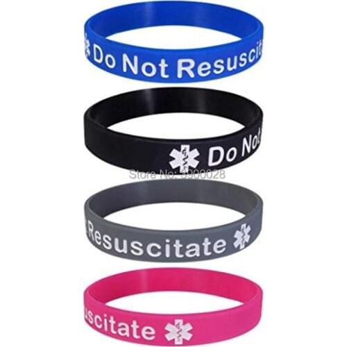 100pc DNR Do not resuscitate medical alert awareness silicone wristband bracelet
