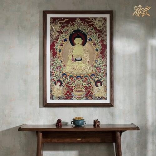 110cm large Buddhism home wall high grade Bronze sculpture decorative Sakyamuni buddha Thangka painting BLESS family safe health