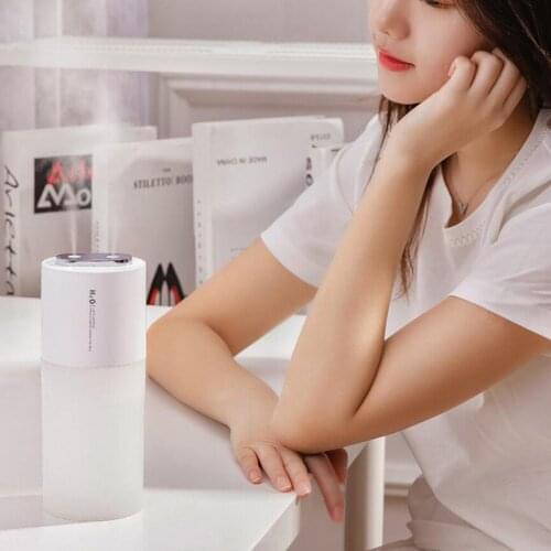 260ml/400ml/1000ml Portable Humidifier Mini Cooling Mist Humidifier with Night Light Ultra-Quiet 2 Spray Modes ( Pink White)