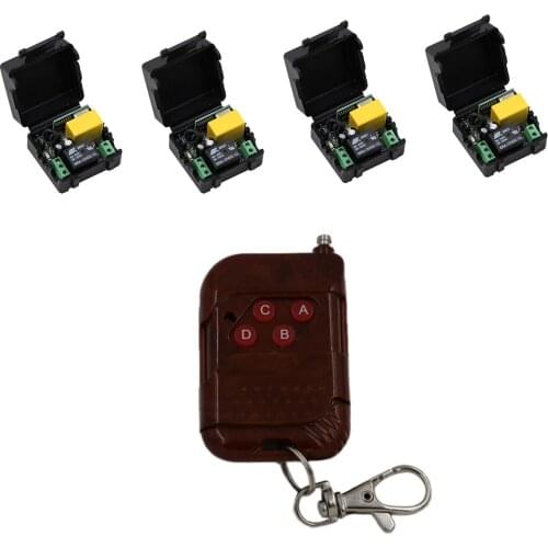 4Buttons Mini Receiver Peach Transmitter 220V 1CH 10A Relay RF Wireless Remote Control Switch System For Light Lamp 315/433mhz