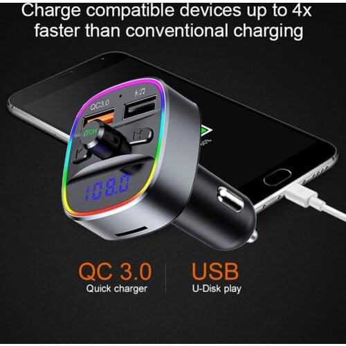Car mp3 player Bluetooth 5.0 receiver FM transmitter Dual USB car charger U disk TF card Interior Accessories