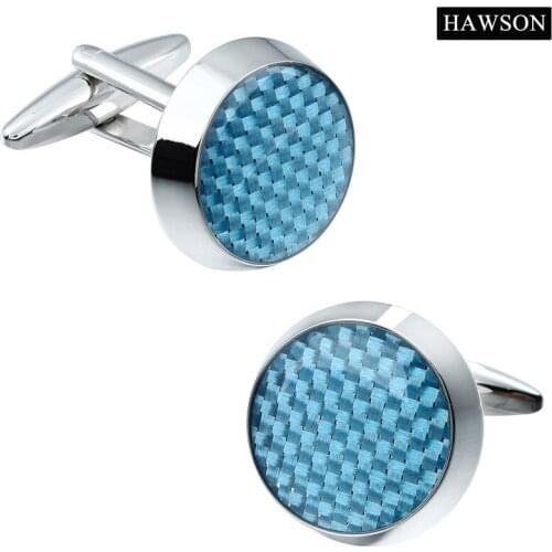 Brand Round Carbon Cufflinks New Arrival Cuff link Mens French Shirt CuffLinks Blue
