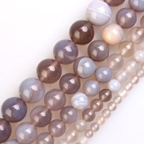 Natural Stone Bead Gray Striped Agates Loose Beads 4 6 8 10 12MM Round Beads For DIY Jewelry Making