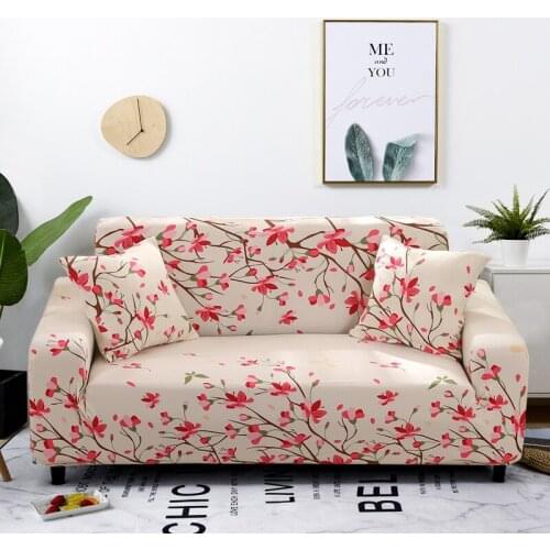 Peach Blossom Pattern Sofa Cover Stretch Elastic Sofa covers for Living Room Furniture Cover Couch Cover Fully-wrapped Anti-dust