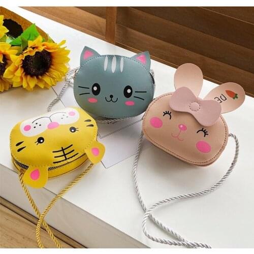 Children Cartoon Animal Shoulder Bag Plush Purse Messengers Handbag Round Zipper Cute Shape Crossbody Shoulder Lovely Bag