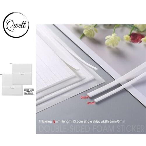 QWELL 3mm Thick 5mm/3mm Width Double-sided Adhesive Foam Strips DIY Scrapbooking Shaker Card Craft Project Tool Length 13.8cm