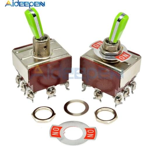 E-TEN(A)9210 Toggle Switch Red 9 Pin ON-ON Switch ON-OFF Silver Contactor 50000 Times Lifespan 250V 16A 33*27.6MM Green Handle