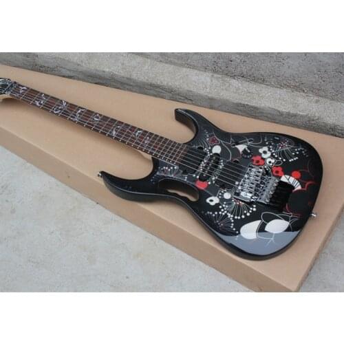 Electric guitar black small white flower double rocking 24 products tree of life fingerboard double single double pickup