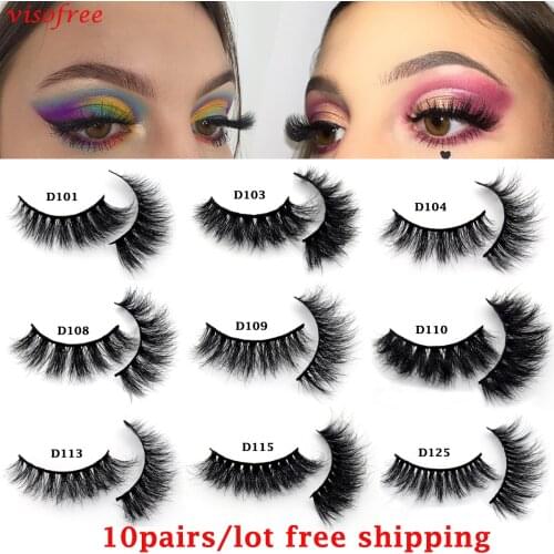 Wholesale MInk Eyelashes 10 Pairs Visofree 3D Mink Lashes Wispy Fluffy Natural Long False Eyelashes Makeup Eye Lashes in Bulk
