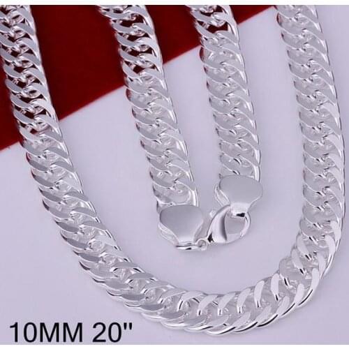 N039 Hot Sale Free Shipping Silver Color Fine Jewelry,Wholesale 925-Sterling-Silver Charms Fashion10mm Necklace /bvmakmta