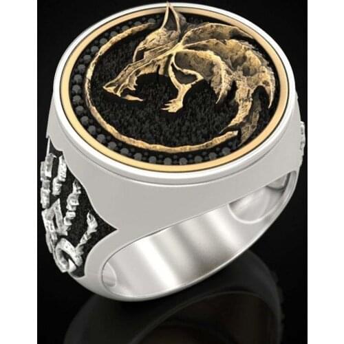 Men Finger Ring Copper Two-color Viking Warrior Multi-witcher Hunter Wolf Claw Jewelry Accessories Men Engagement Ring Best Gift