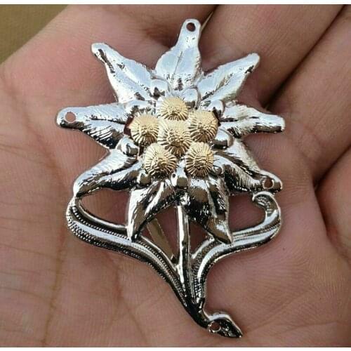 WW2 German Officer Edelweiss Mountain Metal Cap Badge Insignia Military Brooch armyshop2008