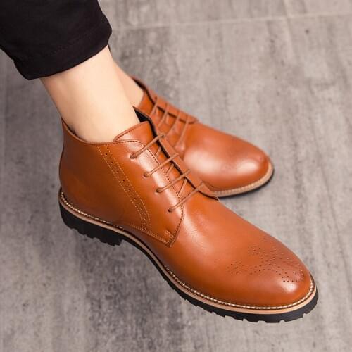 New Fashion Mens Boots outdoor comfortable Men Shoes Footwear Fashion Male all season Leather Ankle Boots Plus size 38-46 w5