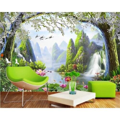 Beibehang 3 d wallpapers water and wealth landscapes landscape decorations flowers wallpapers TV wallpapers for kids rooms