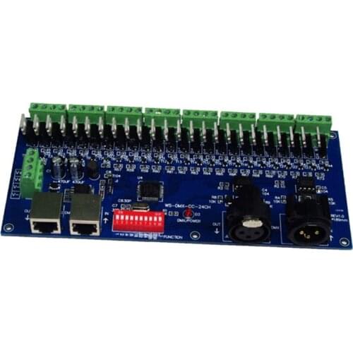 Common Cathode 24CH led DMX512 decoder DC12V-24V 24A 24 channel 8 group DMX decoder DMX512 XRL 3P led controller