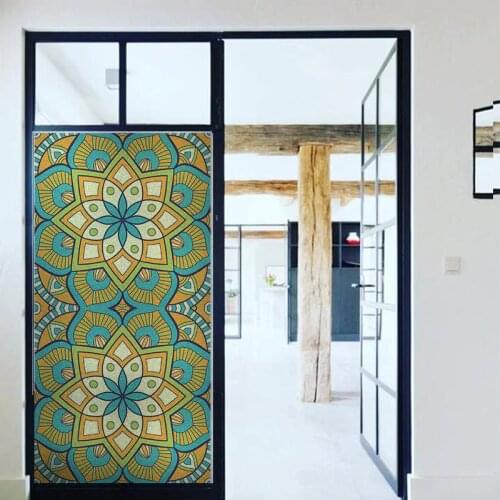 Glass Film Balcony Bathroom Kitchen Living Room Bedroom Sliding Door Sunscreen Opaque Window Film Mandala Print GS2043