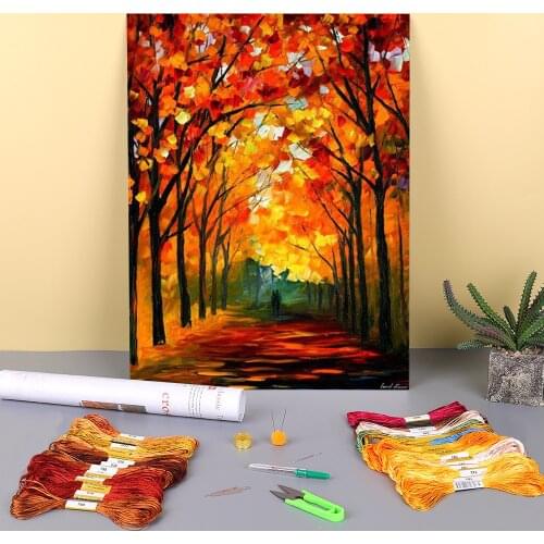 Farewell To Autumn Printed 11CT Cross Stitch DIY Embroidery Set DMC Threads Handmade Needlework Sewing Hobby Sales Design
