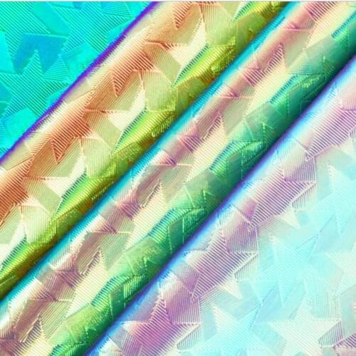10 yards*137cm roll New Symphony Laser Pentagram PU Leather holographic artificial leather rainbow fabric for bags and shoes