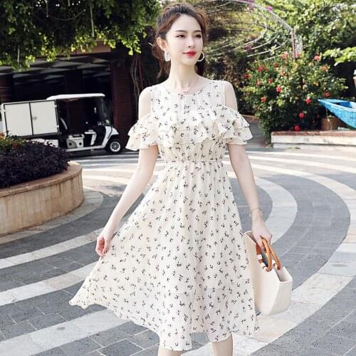 S-2xl Summer Women New Vintage Apricot Printed O-neck Strapless Little Red Flower Plus Size Sandy Beach Cocktail Dresses 8245