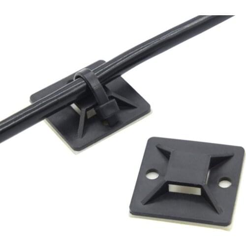Cable Tie Base Self Adhesive Wall Holder Mount Clip Plastic 100PCS High Quality 20*20/25*25/30*30mm