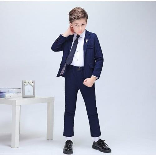 Flower Boys Formal Blazer + Pants 2PCS Suit School Kids Weddings Party Tuxedos Prince Boys Gentlemen Birthday Dress Costume