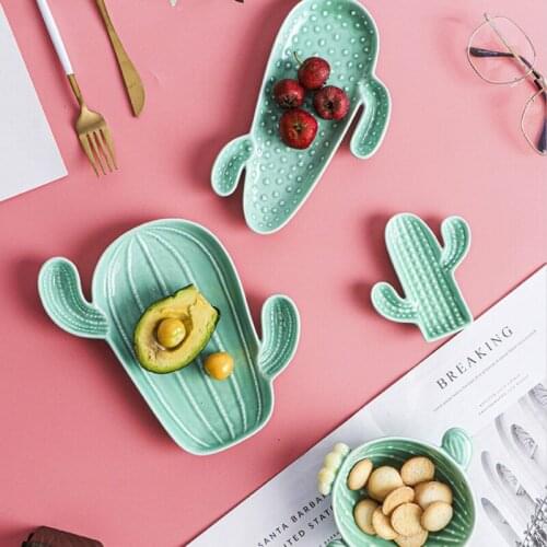 Cactus plate creative snack dish tableware Nordic style personalized breakfast dessert plate ceramic fruit dinner plates