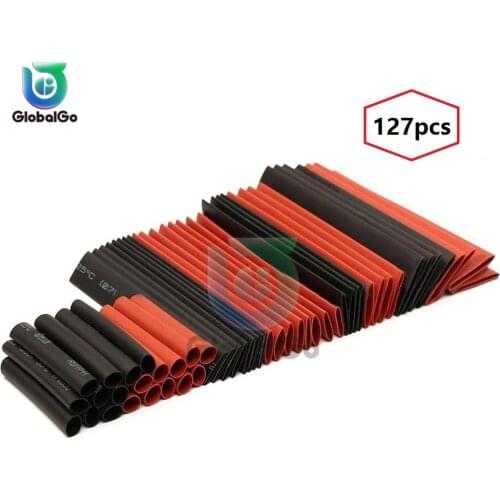 127pcs/Lot 2:1 1.0mm 1.25mm 1.5mm 2.5mm 3.5mm 5mm 6.5mm Heat Shrink Heatshrink Tubing Tube Wire Sleeves Insulation Shrinkable