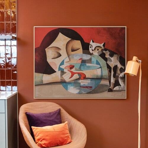 Wave Point Figure Wall Art Canvas Painting Nordic retro Poster Morden Fashion Wall Picture For living room home decor