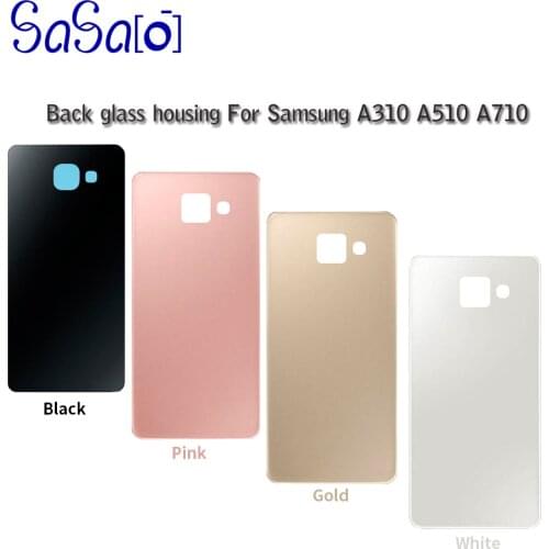 50pcs A3 A5 A7 2016 Back Glass Cover Replacement part For Samsung Galaxy A310 A510 A5100 A710 Battery Housing Door With Sticker