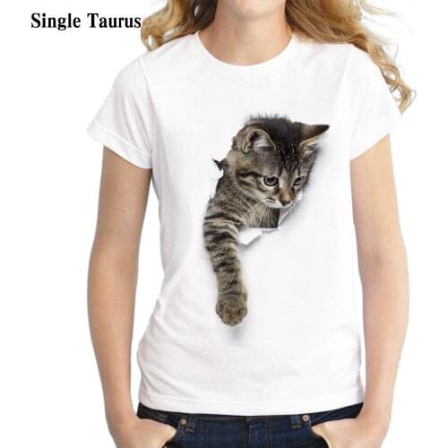 Female Cat Printed T Shirt 2021 Summer Short Sleeve Blusas Mujer De Moda Verano Short Sleeve Tops Graphic Tee Clothing Women