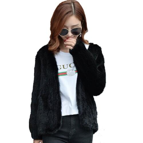 Knitted real mink fur coat women 2020 new style new european mink hair pure hand knitted casual overcoat