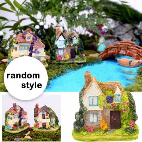 1Pcs Resin Fairy Garden Miniature Thatches House Landscape Ornament Figurine Home Decor DIY Craft Ornament Gift Random Style