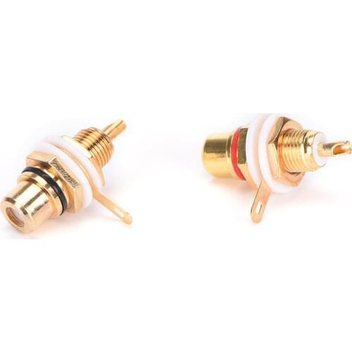 10pcs/lot RCA Female Socket Connector Chassis Panel Mount Adapter Audio Terminal Plug Gold Plated Panel Mount