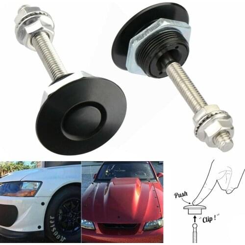 2Pcs Push Button Quick Release Hood Pins Bonnet Lock Clip Latch Bumper Universal