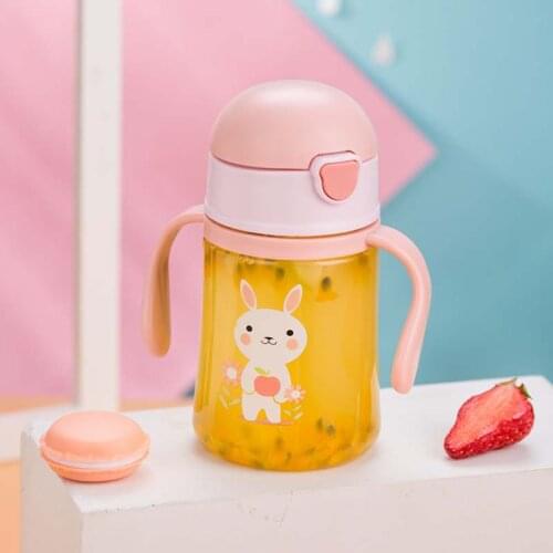 350ml Baby Bottle Kids Cups Silicone Sippy Training Drinking Water Cups Straw Handle Feeding Bottles Baby Feeding Bottle