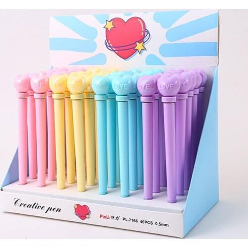 40 pcs/lot Rotatable Love Gel Pen Cute 0.5 mm black ink Neutral Pen School Office writing Supplies Promotional Gift