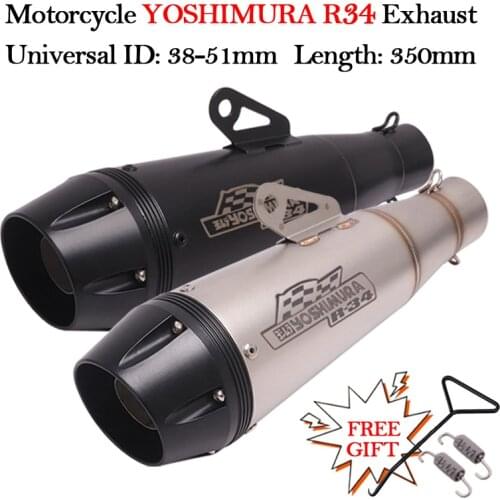 51MM Universal Motorcycle Yoshimura R34 Exhaust Modified Muffler Escape Moto DB Killer For R3 PCX125 CBR500 Z900 502C FZ6 AK550