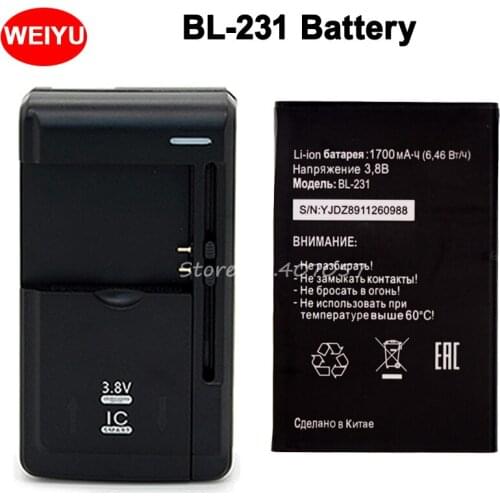 Battery for Tele2 midi BL-231 Accumulator 1700mAh High Quality +Universal Charger