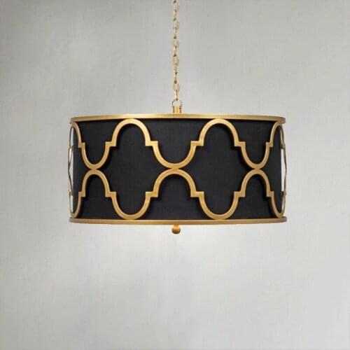 American style retro Pendant Lights bedroom living restaurant Iron golden fabric pendant bag white/ black lamps LU628 ZL450 YM