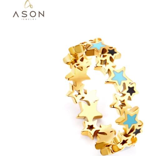 ASONSTEEL Fashion Size 6-9 Star Ring 316L Stainless Steel Finger Ring for Women Men Jewelry Accessories Party Gift