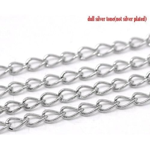 Free shipping!!!!100M/ Silver Tone Links-Opened Curb Chains 5x3mm