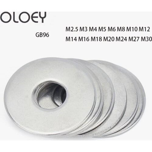 100pcs M2 M2.5 M3 M4 M5 M6 M8 M10 DIN9021 GB96 304/A2-70 Stainless Steel Flat Machine Washer Plain Washer Flat gasket Rings