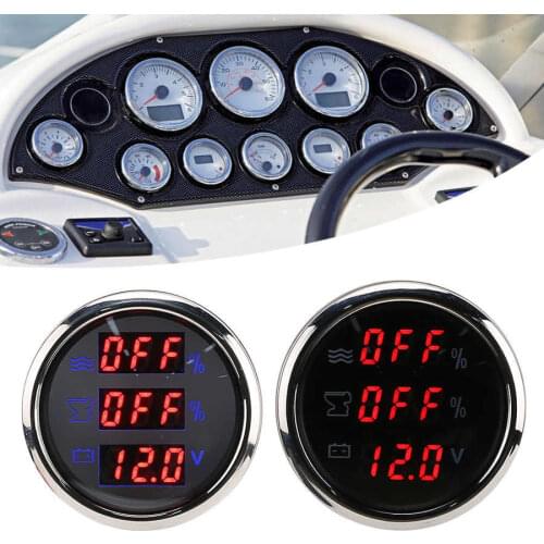 52MM/2in 3-In-1 Water Level Meter Sewage Gauge Voltage Gauge Digital Meter Instrument 1-190 EU Standard for Car Boat RV