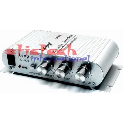 By DHL or Fedex 20 pcs LP-808 Mini Hi-Fi Audio Stereo Amplifier 20W X2 RMS Amp For Home Car Boat mini Amplifier