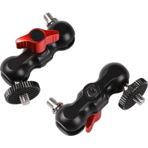 2PCS Ball Head Mount Adapter Friction Magic Arm with Multi-Function Double Ballhead 1/4" for Camera Rig LCD Monitor LED Lights