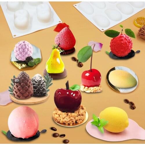 Fruit Mousse Cake Silicone Mold Apple Lemon Shape Silicone Mold Household Baking Utensils Cake Decoration Accessories