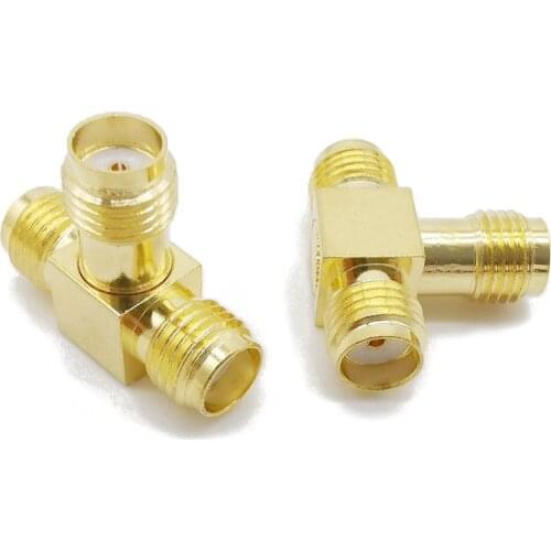 SMA Female to Two SMA Female Triple T RF Adapter SMA Jack to SMA Double Jack 3 Way Splitter Connector